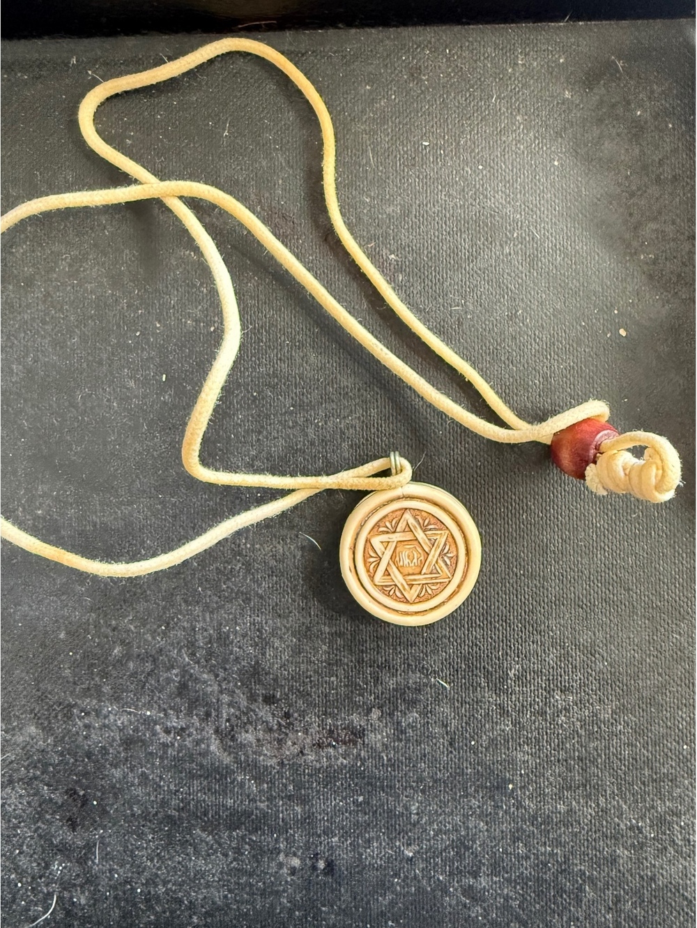 Handmade Wooden Star of David Pendant Necklace with Leather Cord